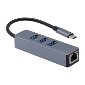 מתאם USB C לרכזת USB3.0 עם 3 פורטים + RJ45 LAN GIGA 10/100/1000 - C31.51G